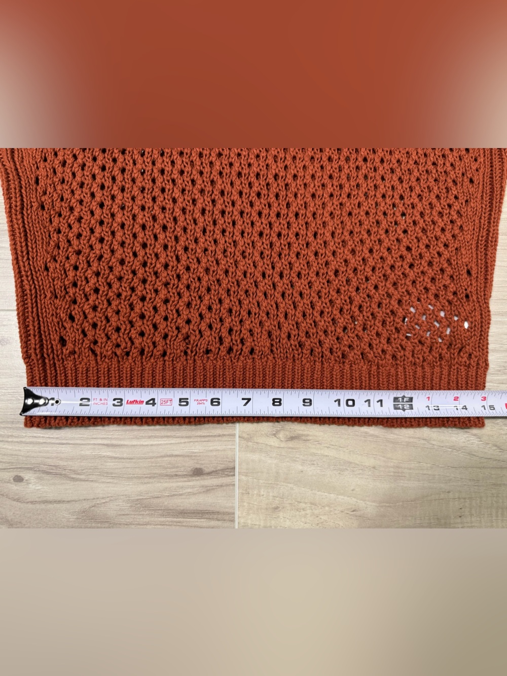 NWOT Express Open-Knit Short Sleeve Sweater in Rust - Picture 6 of 9